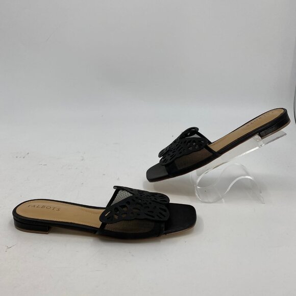Talbots Black Leather Square Toe Sandals | Size 6 - Picture 3 of 7